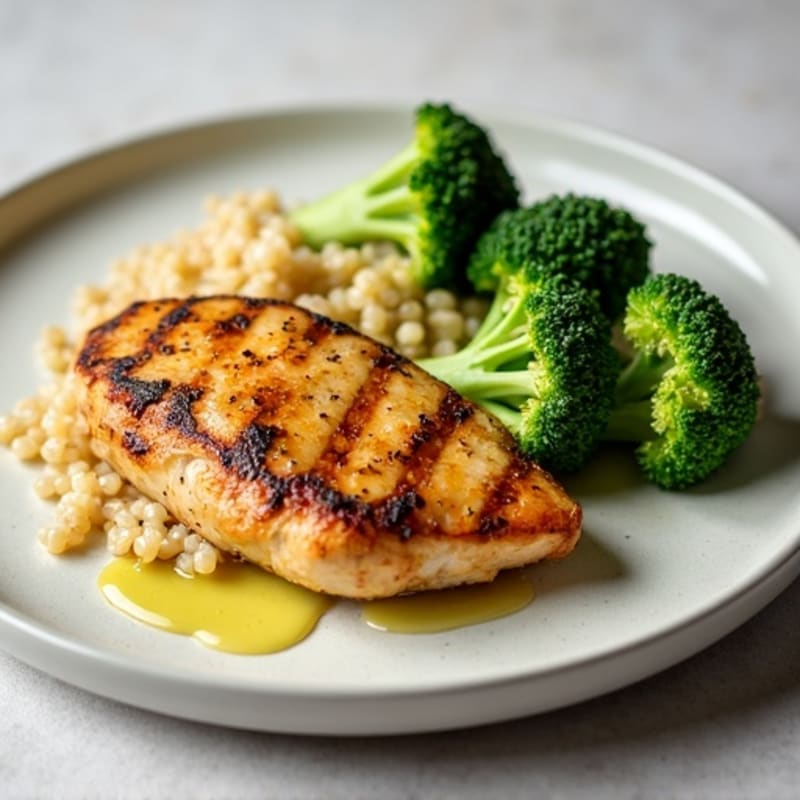 Grilled Chicken Breast with Quinoa and Broccoli