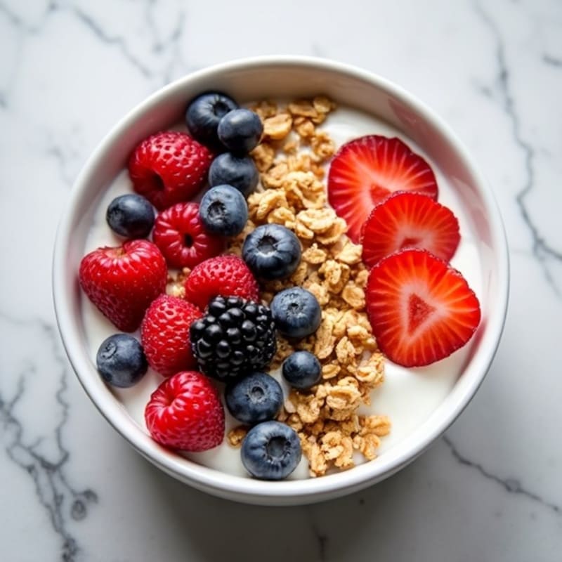 Creamy Greek Yogurt Bowl with Fresh Berries and Crunchy Granola