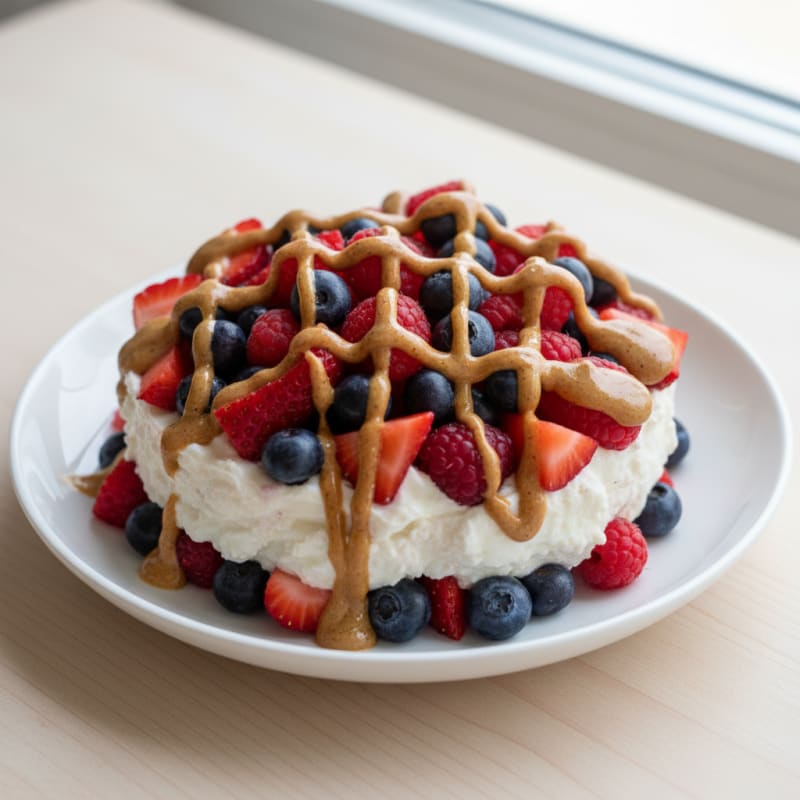 Greek Yogurt Protein Parfait with Mixed Berries and Almond Butter