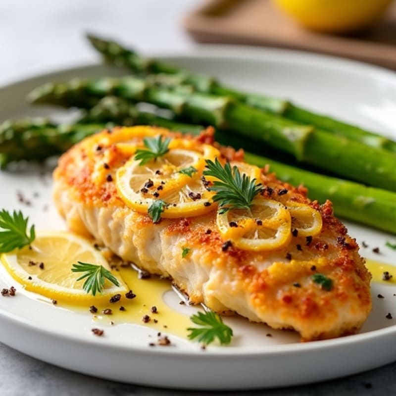 Crispy Lemon Herb Chicken with Roasted Asparagus