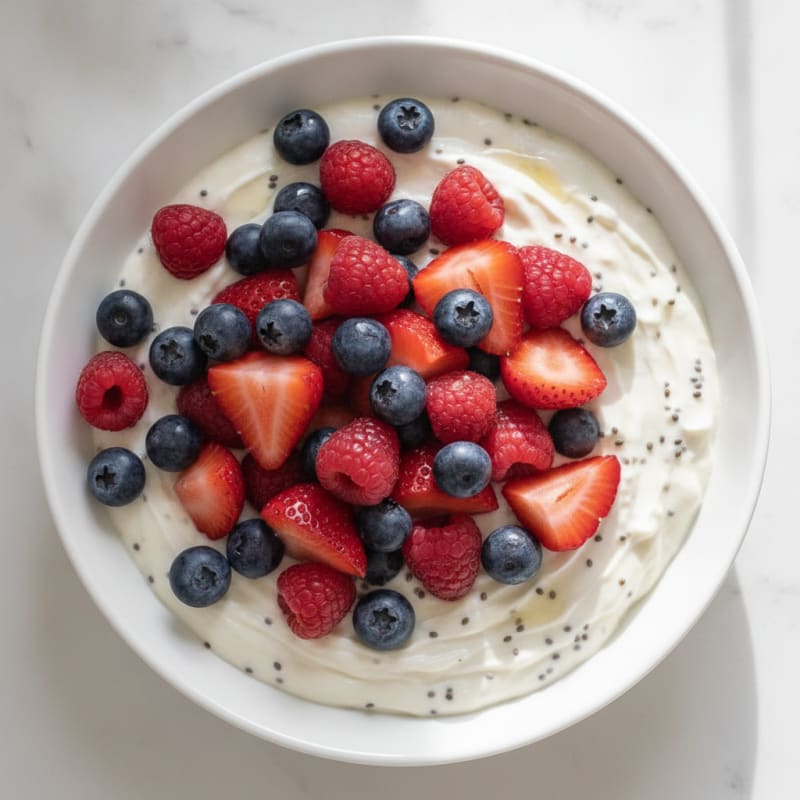 Greek Yogurt Protein Pudding with Mixed Berries