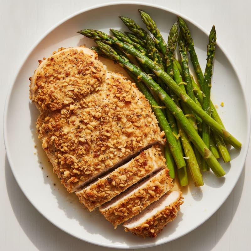 Almond-Crusted Chicken with Roasted Asparagus