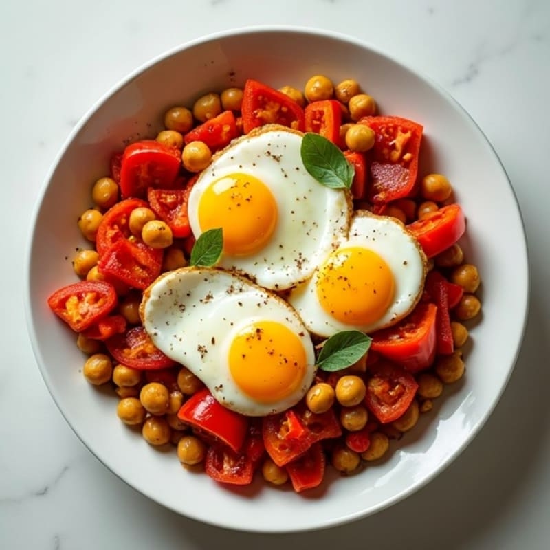Spiced Tomato Poached Eggs with Bell Peppers