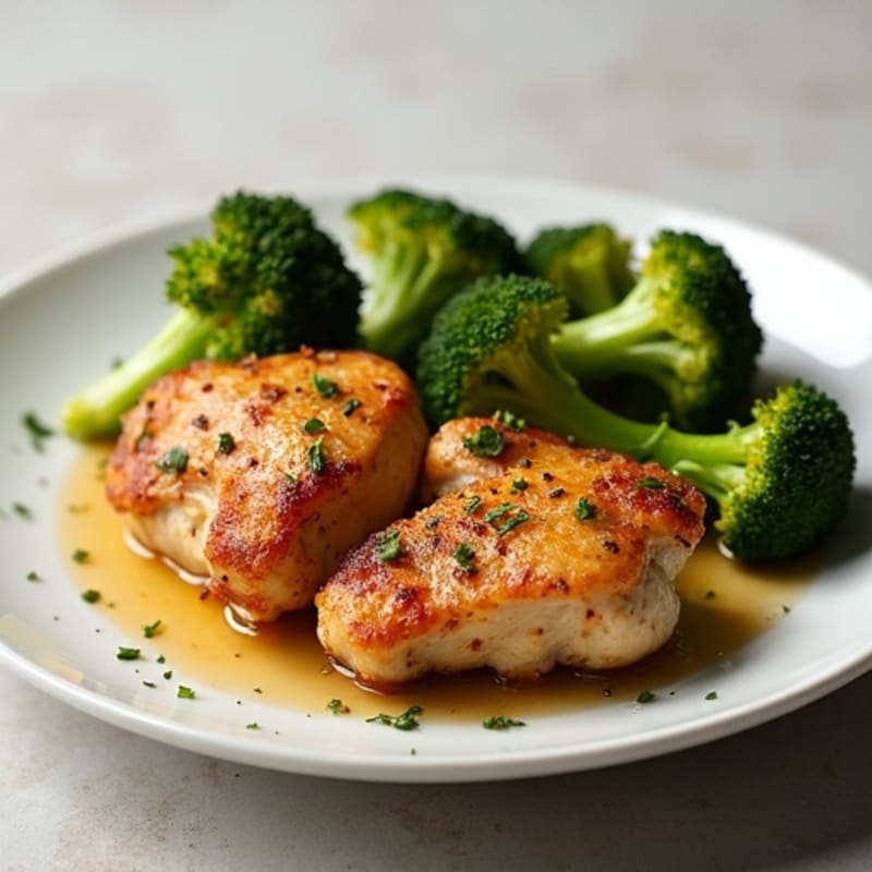 Crispy Baked Chicken Thighs with Garlic Roasted Broccoli