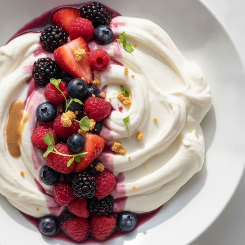 Silky Greek Yogurt Protein Mousse with Mixed Berries