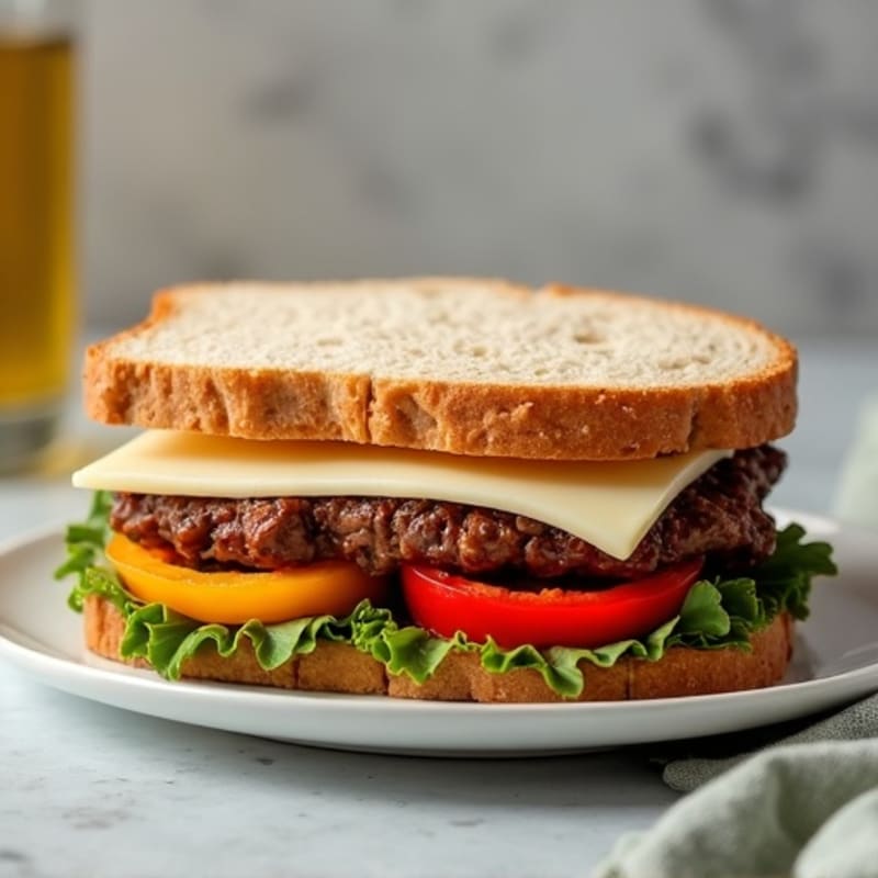 Lean Steak and Sautéed Pepper Onion Sandwich with Creamy Provolone