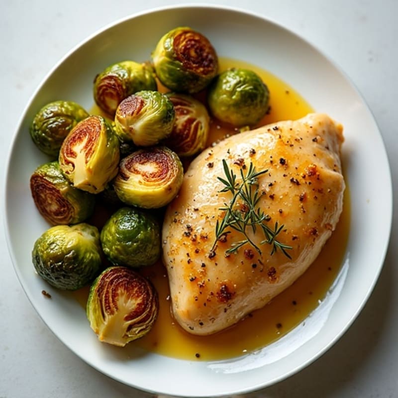 Lemon Herb Roasted Chicken with Crispy Brussels Sprouts