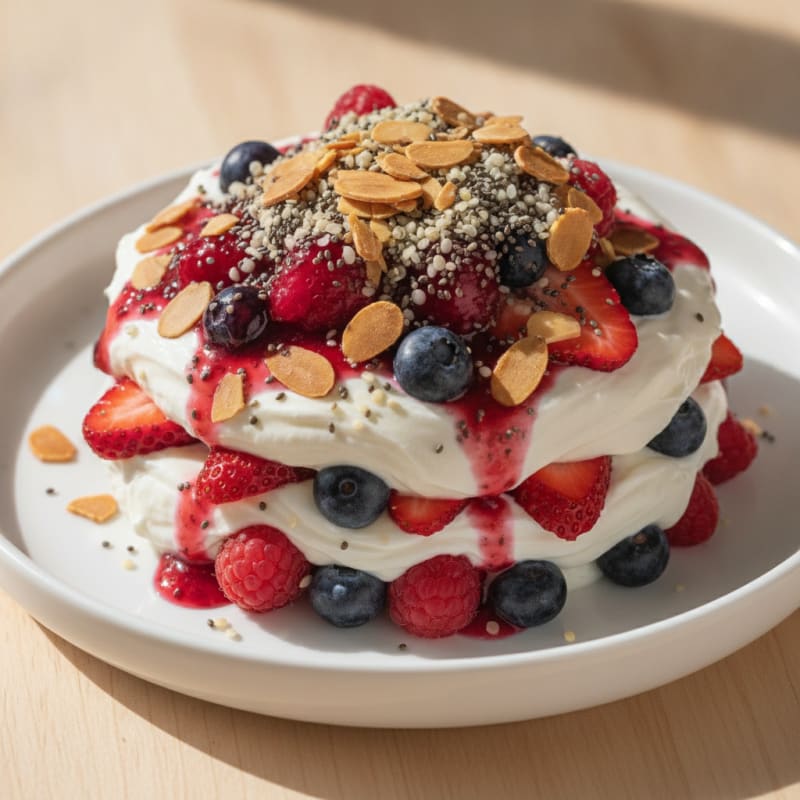 Greek Yogurt Protein Parfait with Mixed Berries