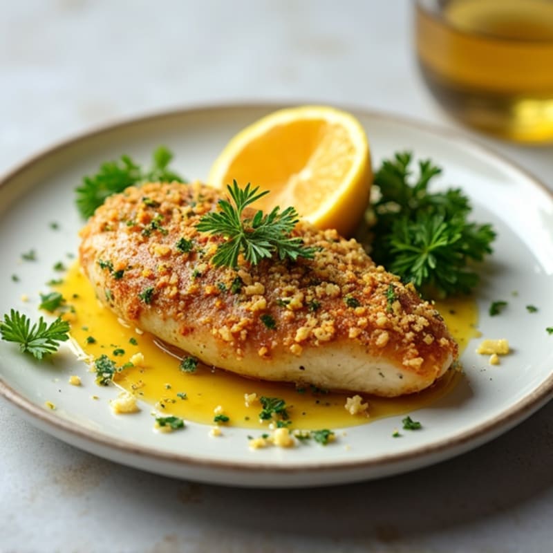 Herb-Crusted Lemon Garlic Pan Seared Chicken