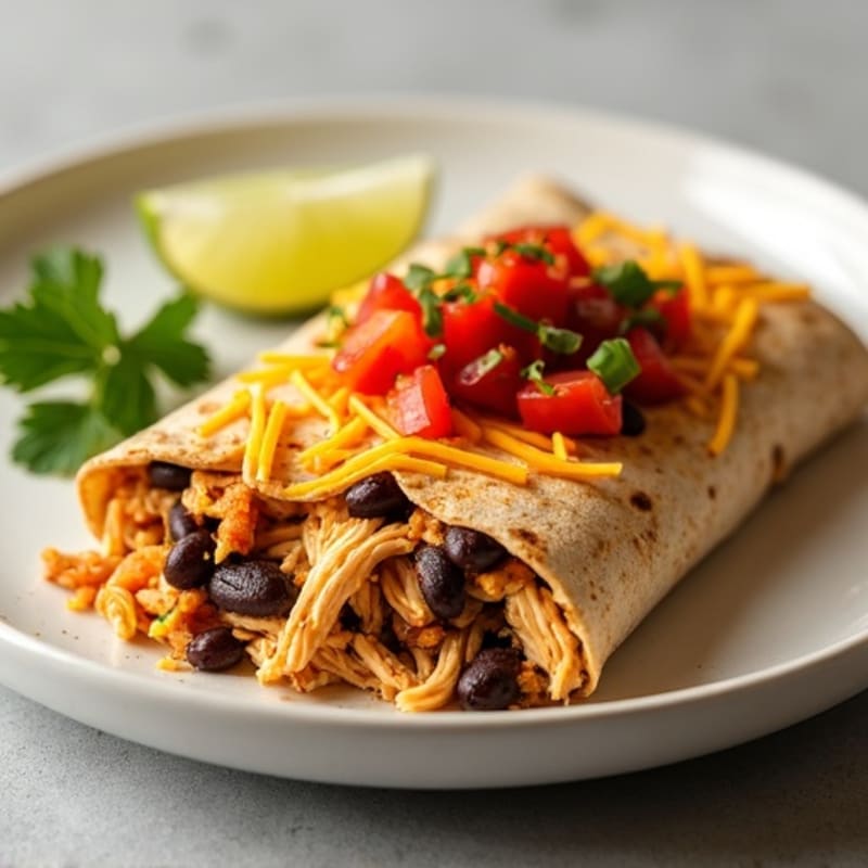 Zesty Shredded Chicken and Black Bean Tortilla Bake