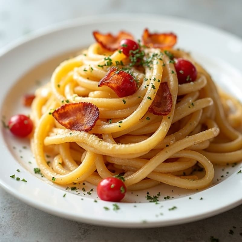 Whole Wheat Pasta with Crispy Turkey Bacon and Creamy Egg Sauce