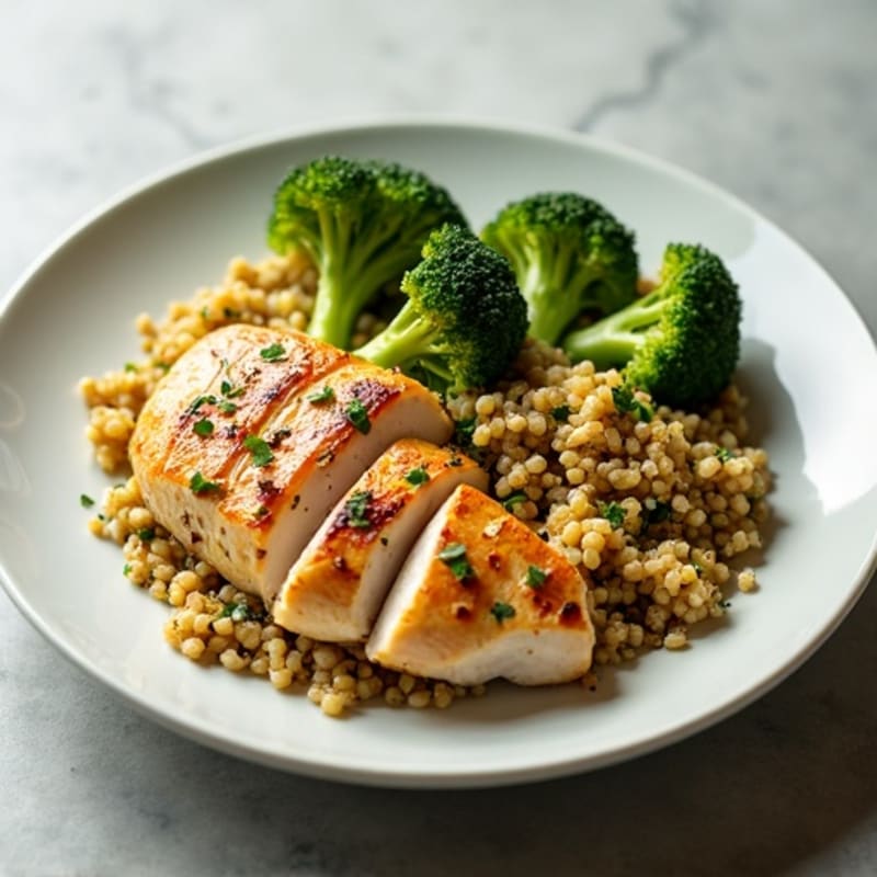 Grilled Chicken and Quinoa Power Bowl with Roasted Broccoli