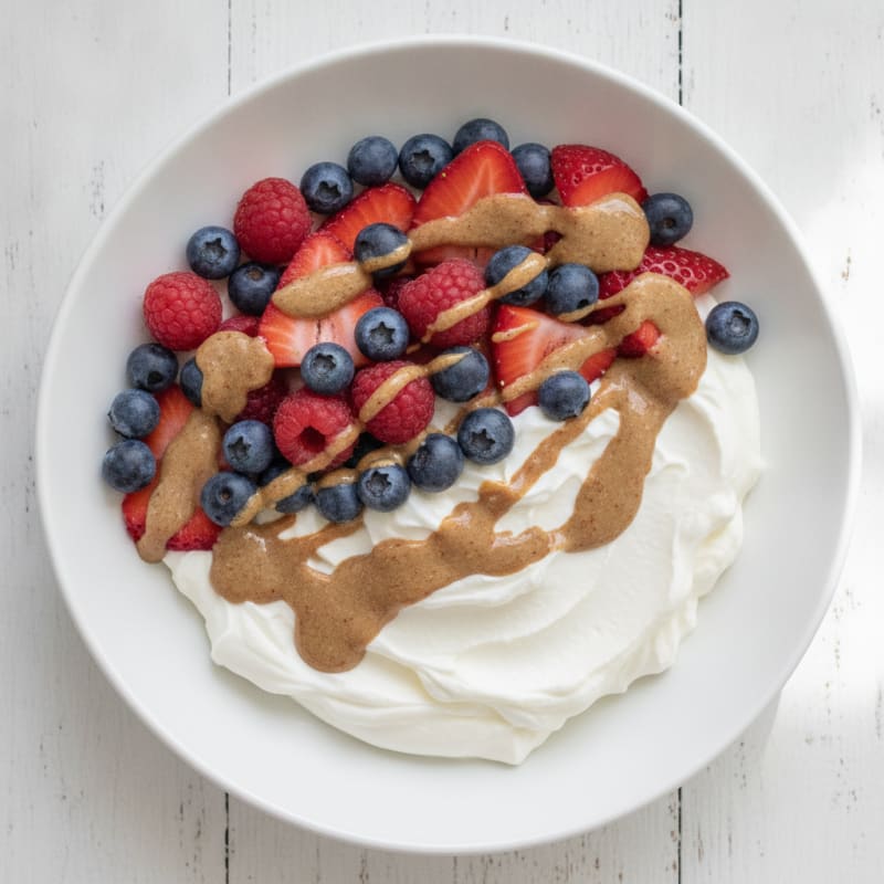 Greek Yogurt Protein Bowl with Mixed Berries and Almond Butter