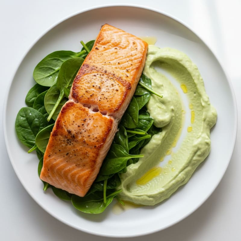 Golden Pan-Seared Salmon with Creamy Avocado