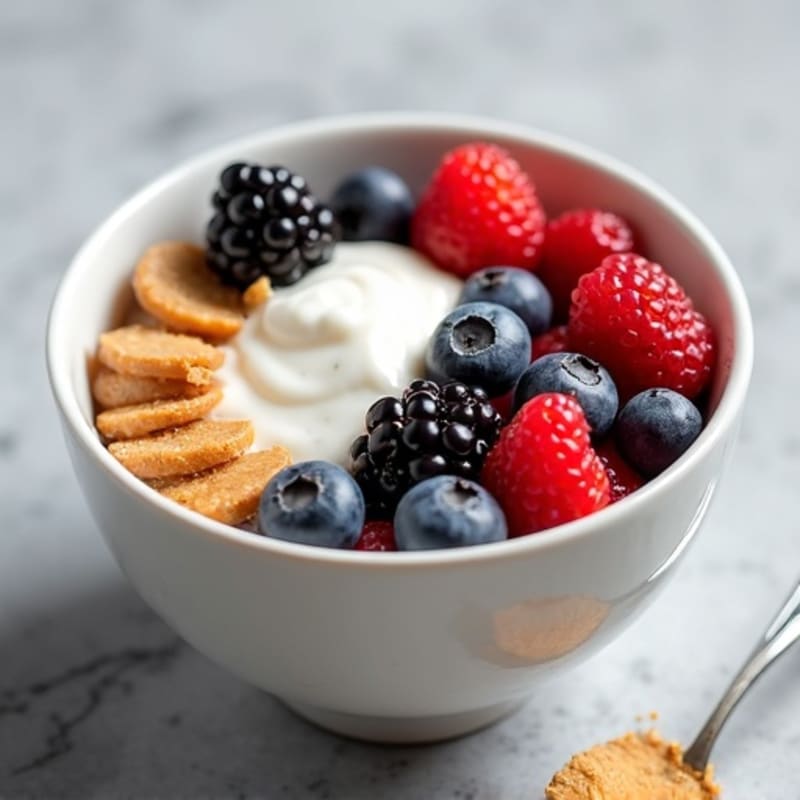 Creamy Greek Yogurt Protein Bowl with Mixed Berries and Almond Butter