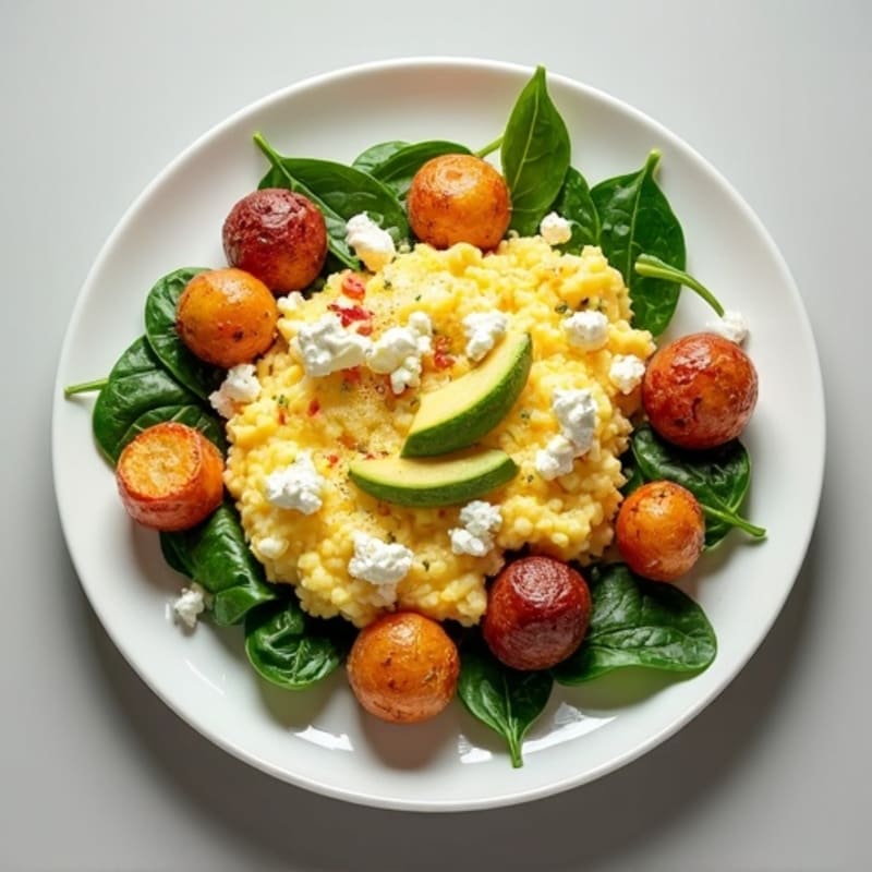 Egg White and Turkey Sausage Scramble with Spinach