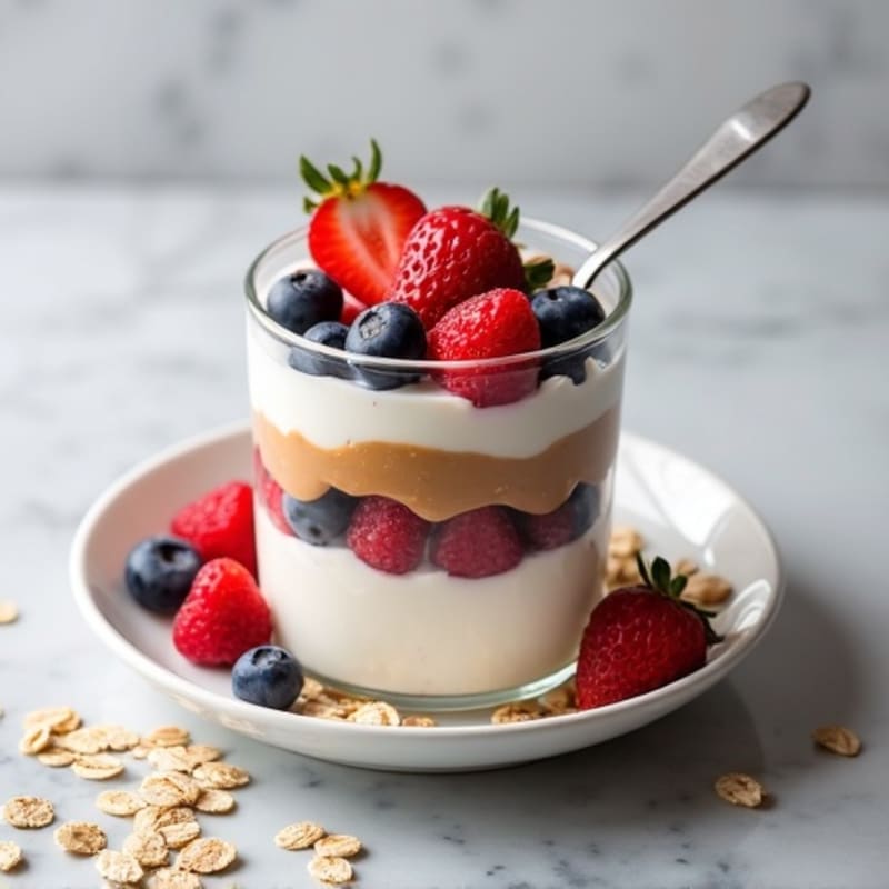 High-Protein Berry Parfait with Almond Butter Swirl
