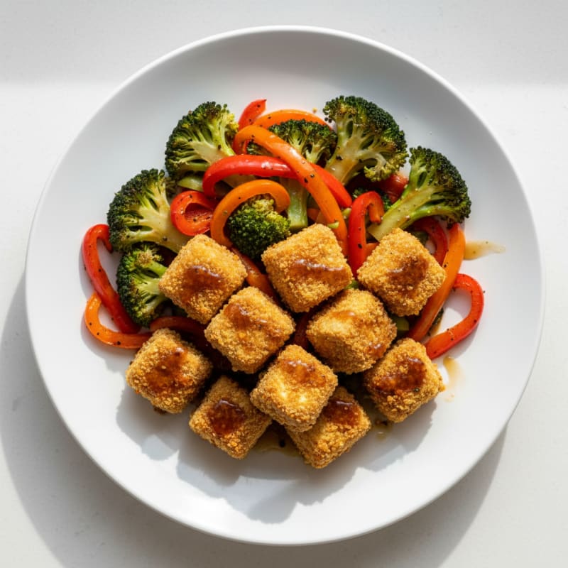 Crispy Baked Tofu with Roasted Vegetables