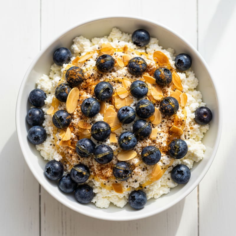 Cottage Cheese and Berry Protein Bowl with Almonds