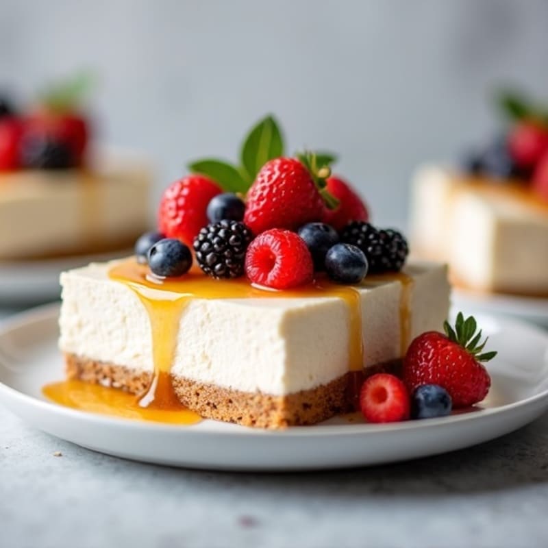 Greek Yogurt Protein Cheesecake with Mixed Berries