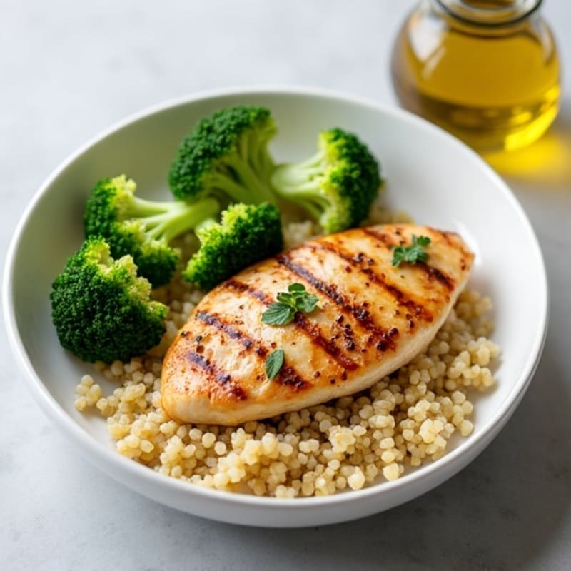 Grilled Chicken Breast with Quinoa and Steamed Broccoli