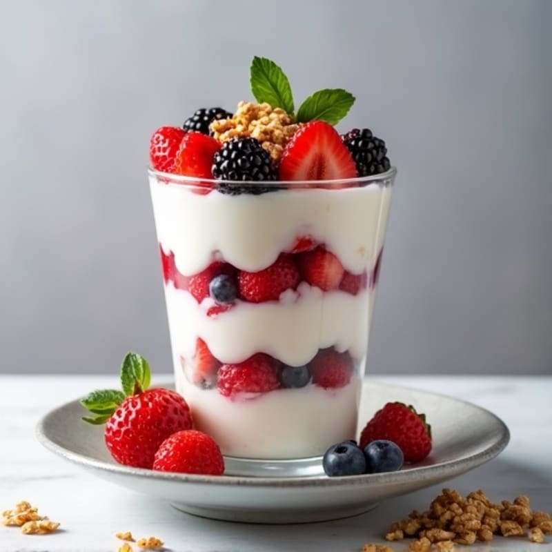 Greek Yogurt Protein Parfait with Mixed Berries