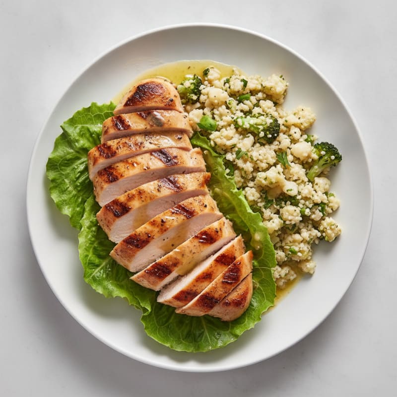 Grilled Chicken Breast with Butter Lettuce and Cauliflower Rice Salad