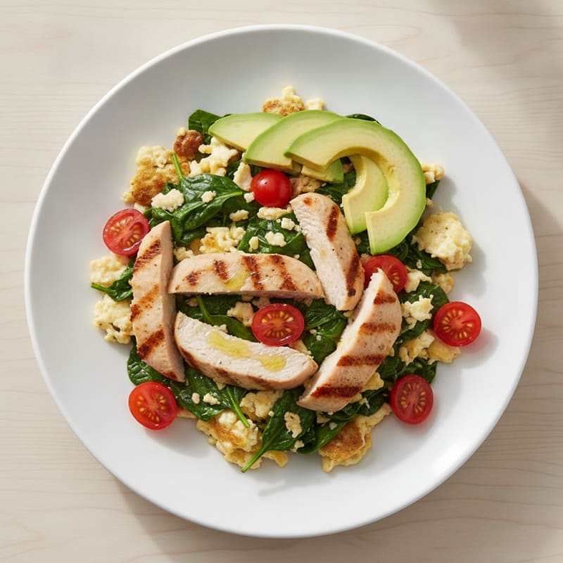 Egg White Scramble with Spinach and Grilled Turkey