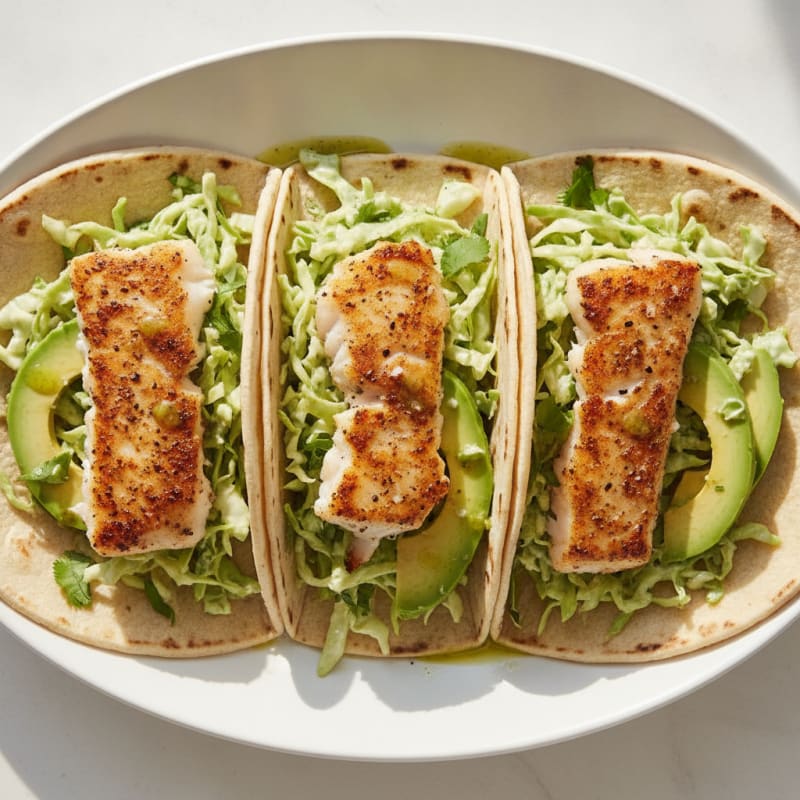 Pan-Seared Fish Tacos with Zesty Slaw