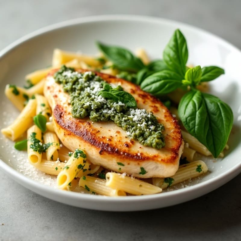 Fresh Basil Pesto Chicken with Whole Wheat Pasta