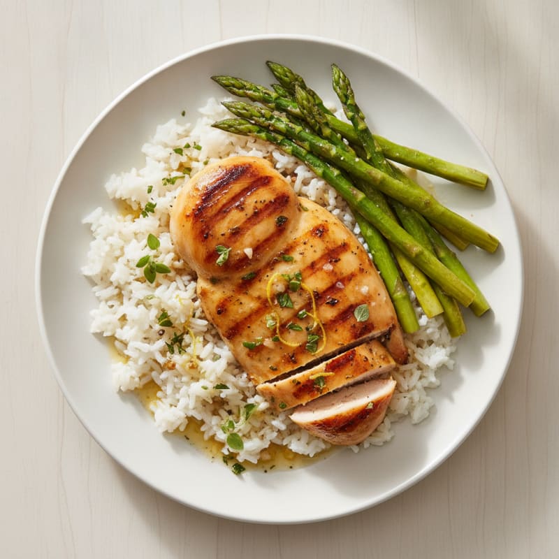 Grilled Lemon Herb Chicken with White Rice