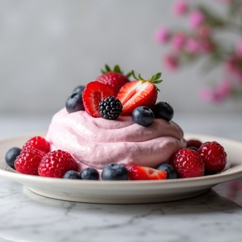Greek Yogurt Protein Mousse with Mixed Berries