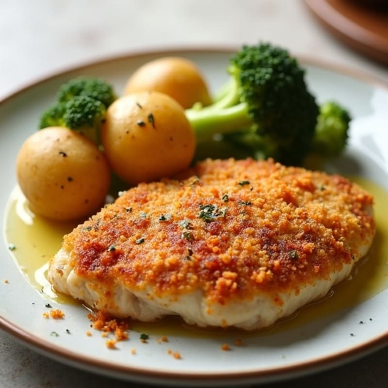 Simple Crispy Chicken with Roasted Potatoes and Broccoli