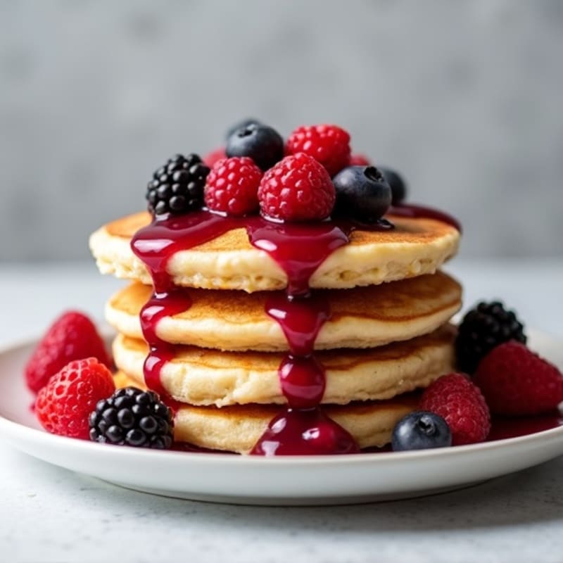 Fluffy Protein Pancakes with Berry Compote