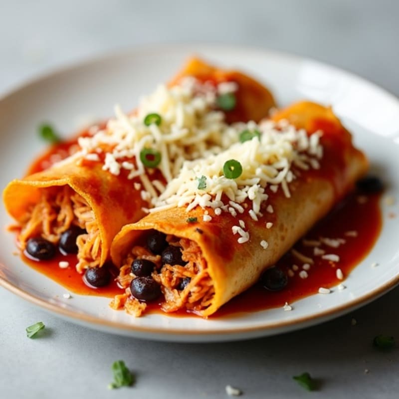 Spicy Shredded Chicken and Black Bean Baked Enchiladas