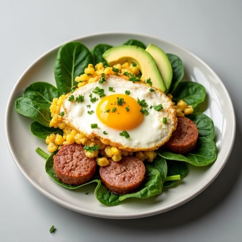 Egg White Scramble with Spinach and Turkey Sausage