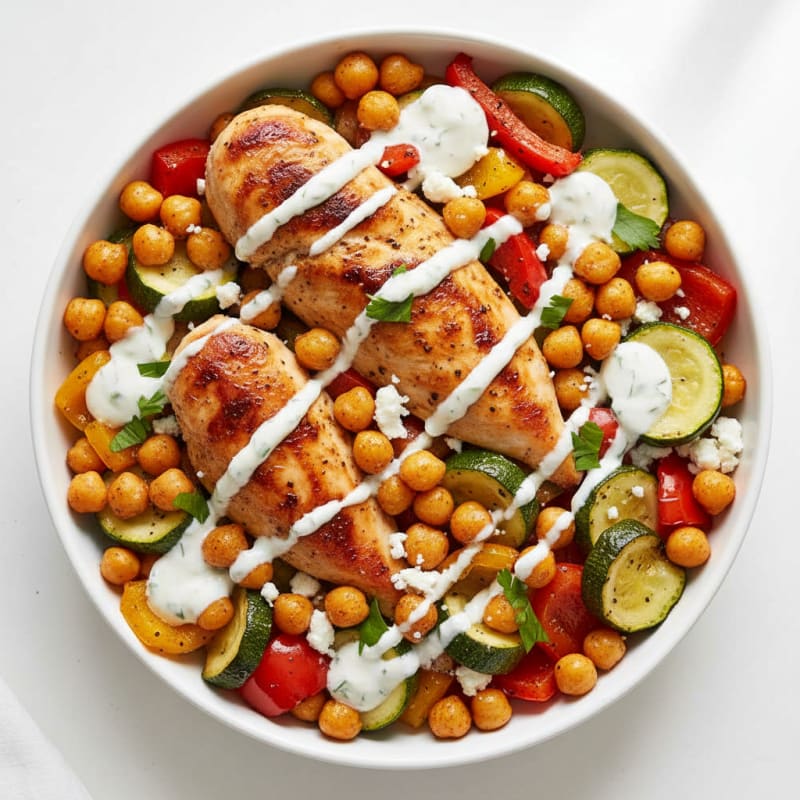 Zesty Roasted Vegetable and Chickpea Bowl