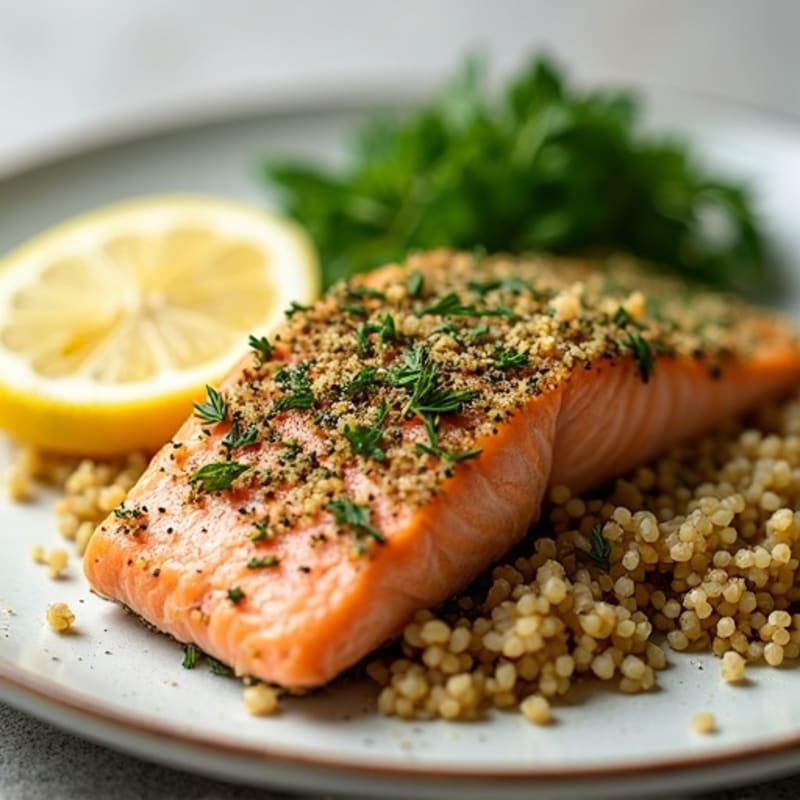Herb-Crusted Baked Salmon with Quinoa