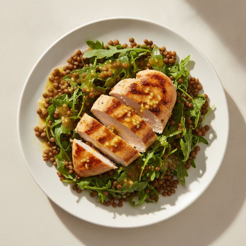 Grilled Chicken Breast with Lentil and Arugula Salad