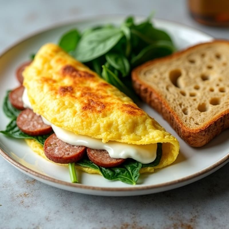 Egg White Spinach Omelette with Turkey Sausage