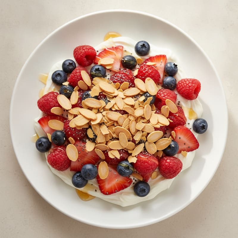 Greek Yogurt Protein Parfait with Berries and Almonds