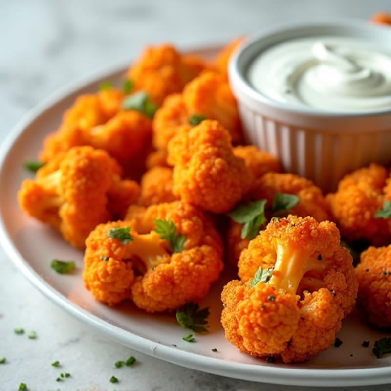 Crispy Buffalo Roasted Cauliflower Bites