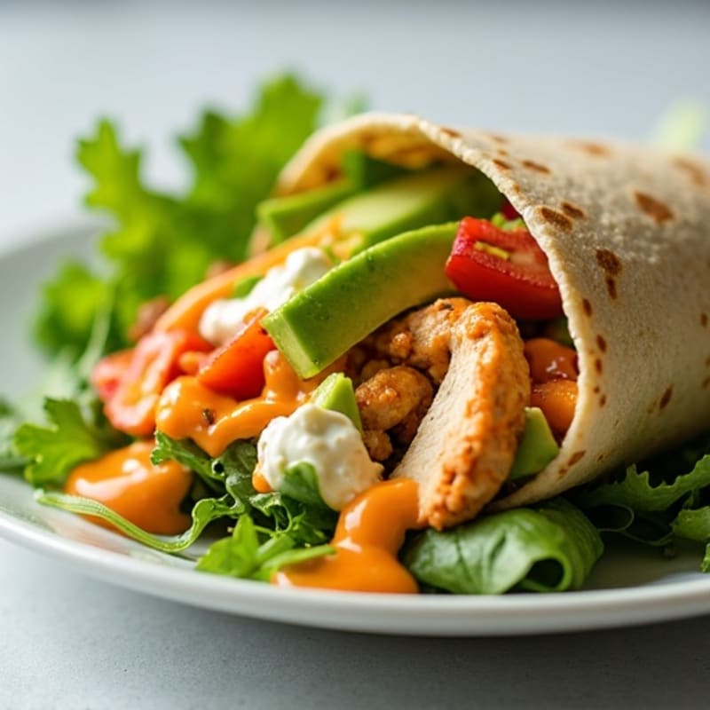 Healthy Creamy Buffalo Chicken Salad Wraps