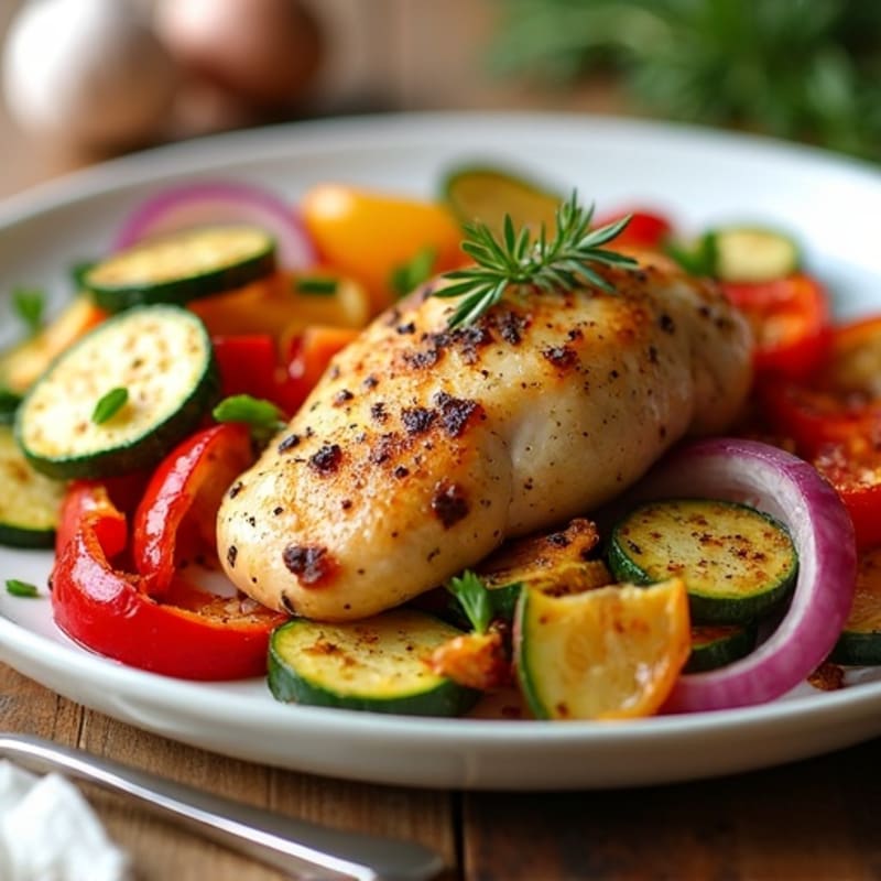 Sheet Pan Herb-Roasted Chicken with Rainbow Vegetables