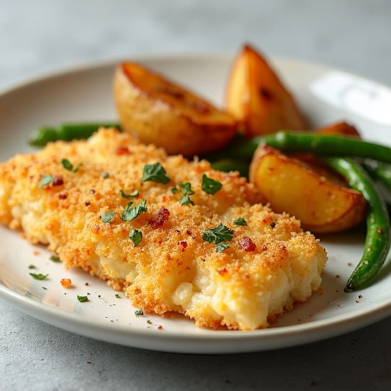 Crispy Baked Cod with Roasted Potato Wedges