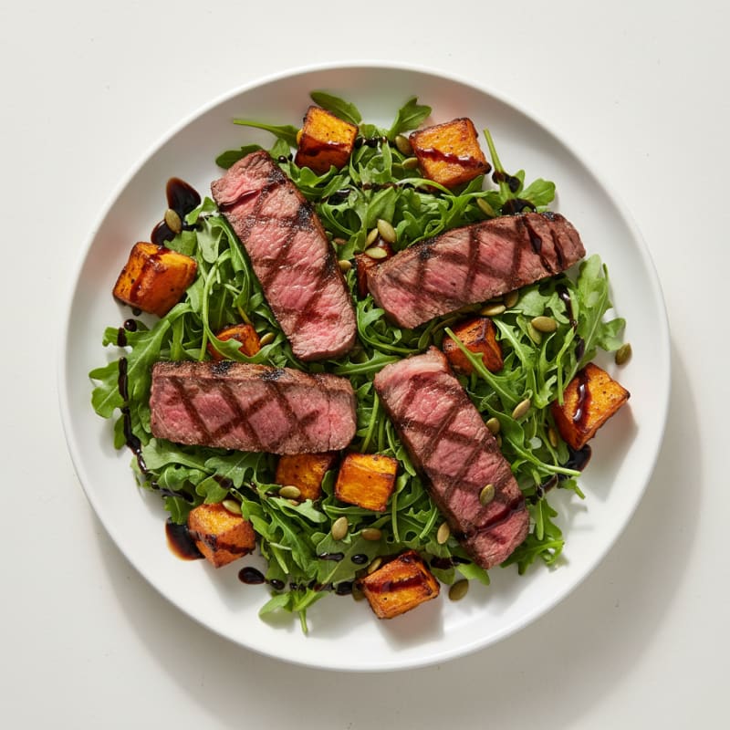 Grilled Beef Steak Salad with Roasted Sweet Potatoes