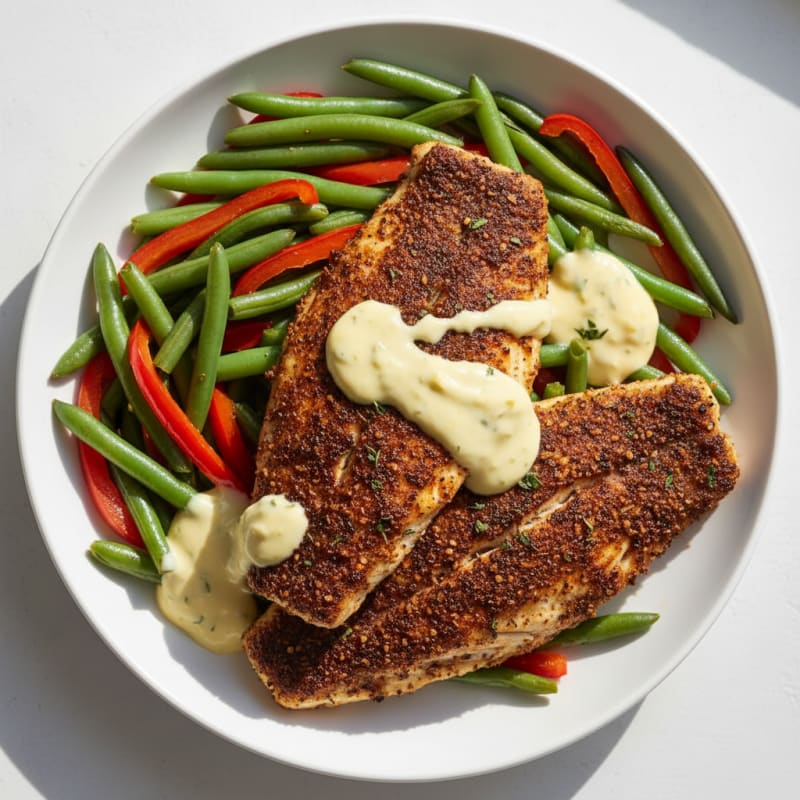 Cajun Blackened Catfish with Lemon Aioli