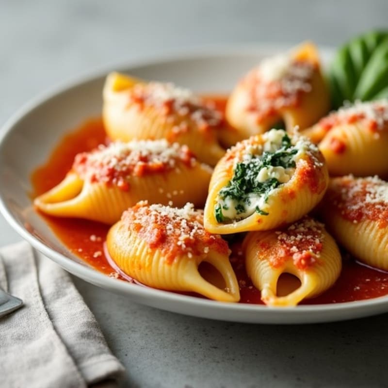 Creamy Ricotta-Spinach Stuffed Pasta Shells