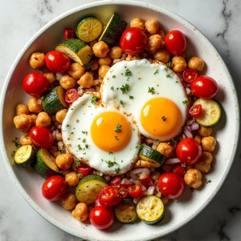 Crispy Sheet Pan Roasted Veggies with Baked Eggs