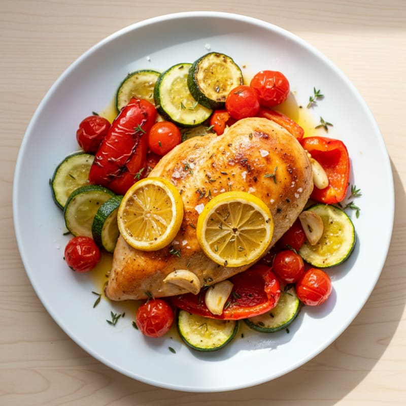 Lemon Herb Roasted Chicken with Summer Vegetables